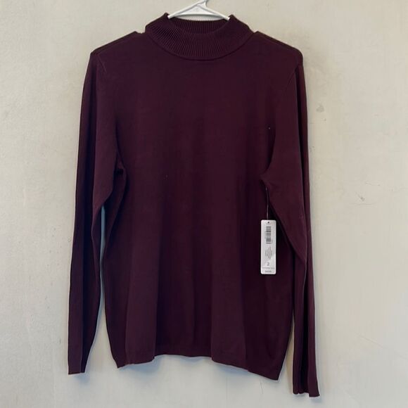 Chicos light weight long sleeve burgundy sweater Size 2 NWT - Picture 1 of 7